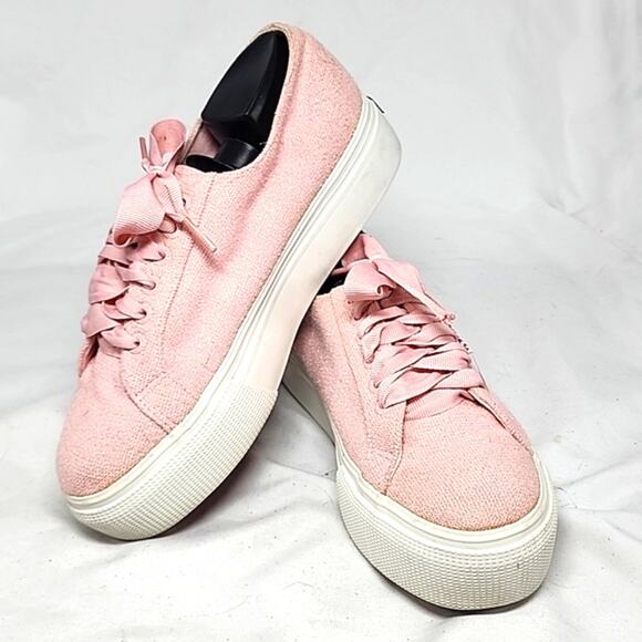 SUPERGA STYLE PLATFORM SNEAKER WOOL PINK WOMAN'S SIZE 8.0 WIDE IN GUC VERY CUTE - Picture 12 of 16